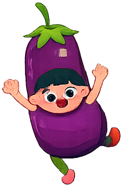 Personagem berinjela roxo